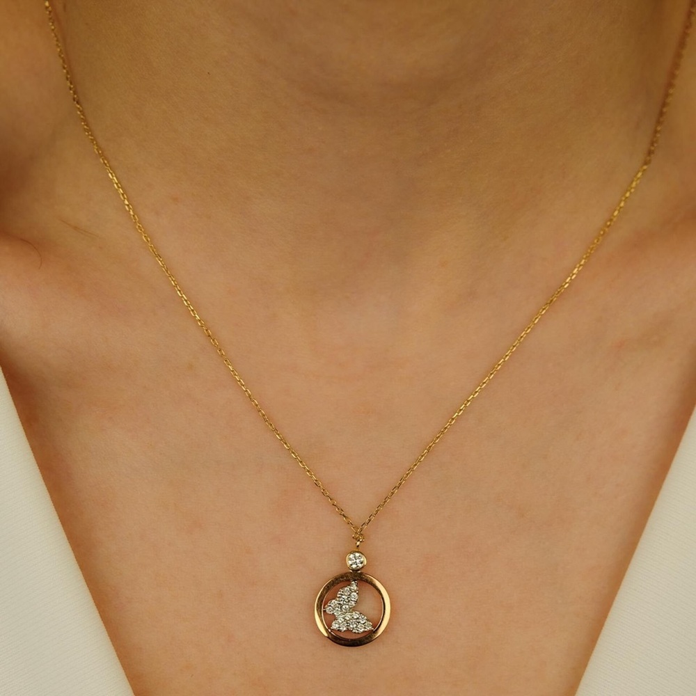 14K Butterfly Necklace 16"